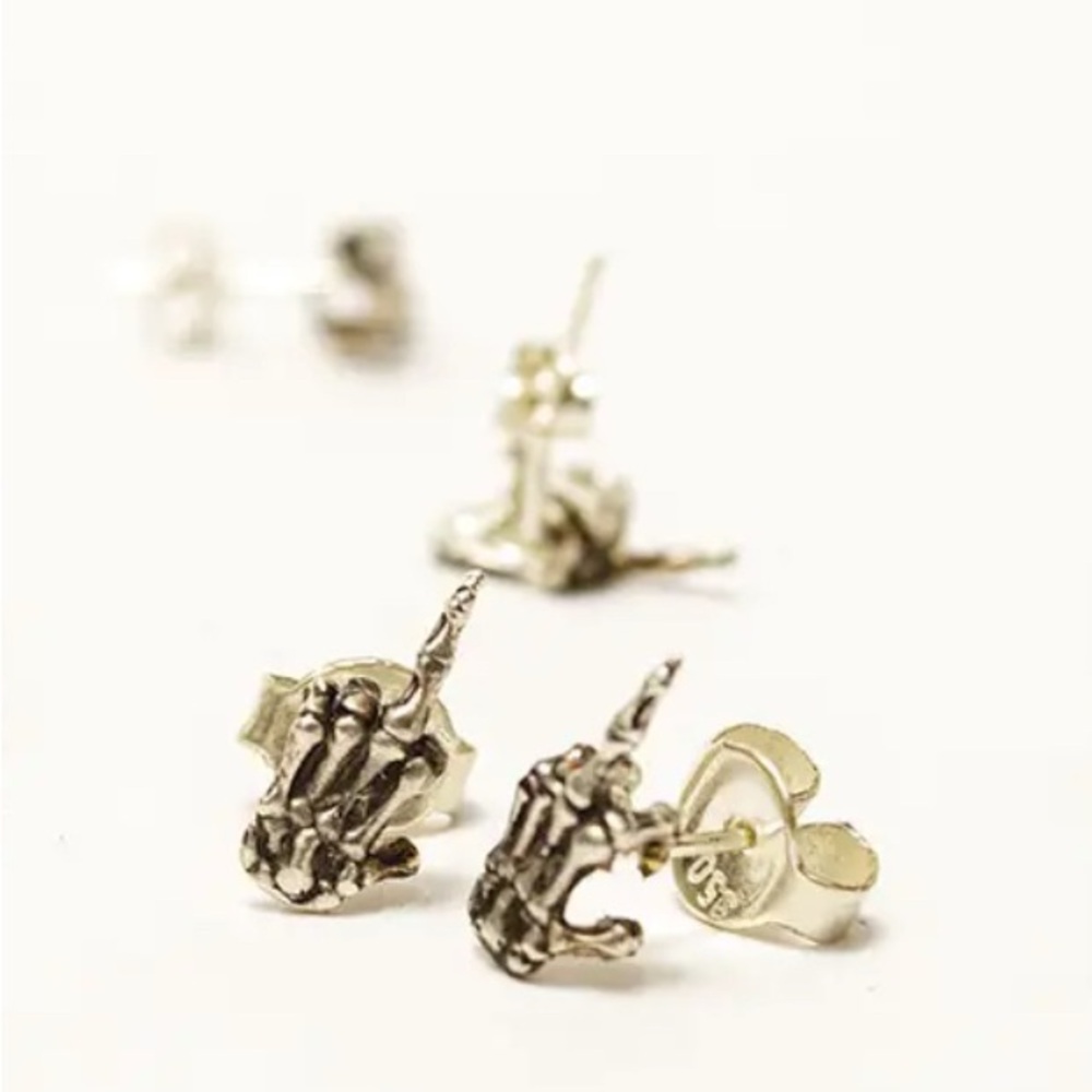 Skeleton Hand Stud Earrings